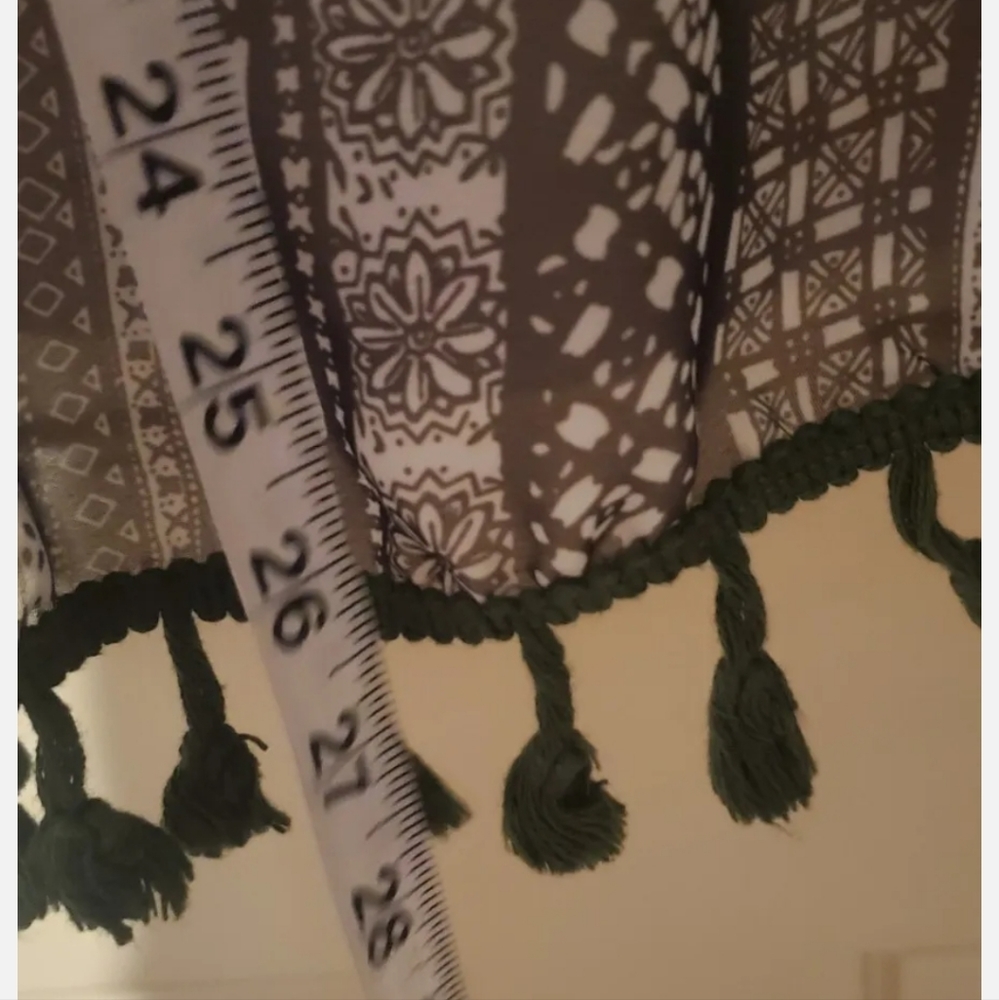 Anthropologie Entro Boho Dress Spaghetti Strap Tassels Dark Olive Green … - Picture 9 of 11